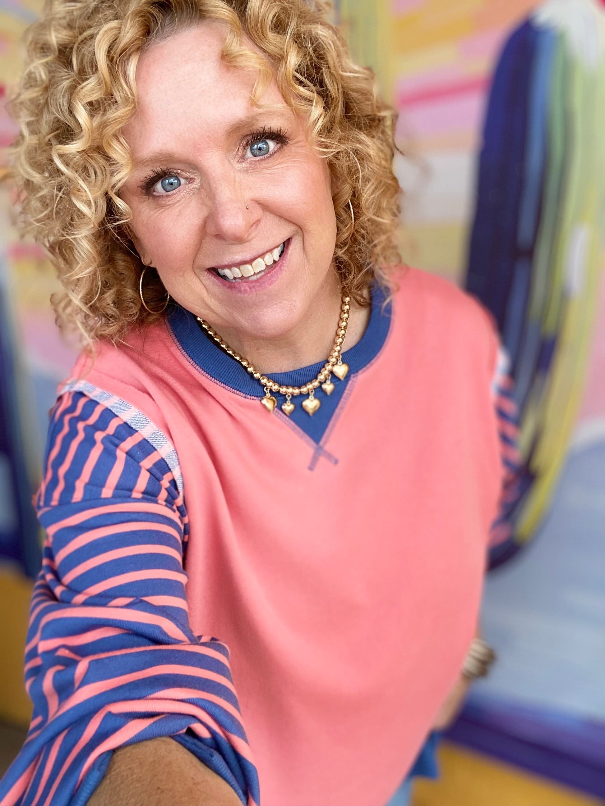 Shirts & Tops Tallie Striped Pullover-Coral