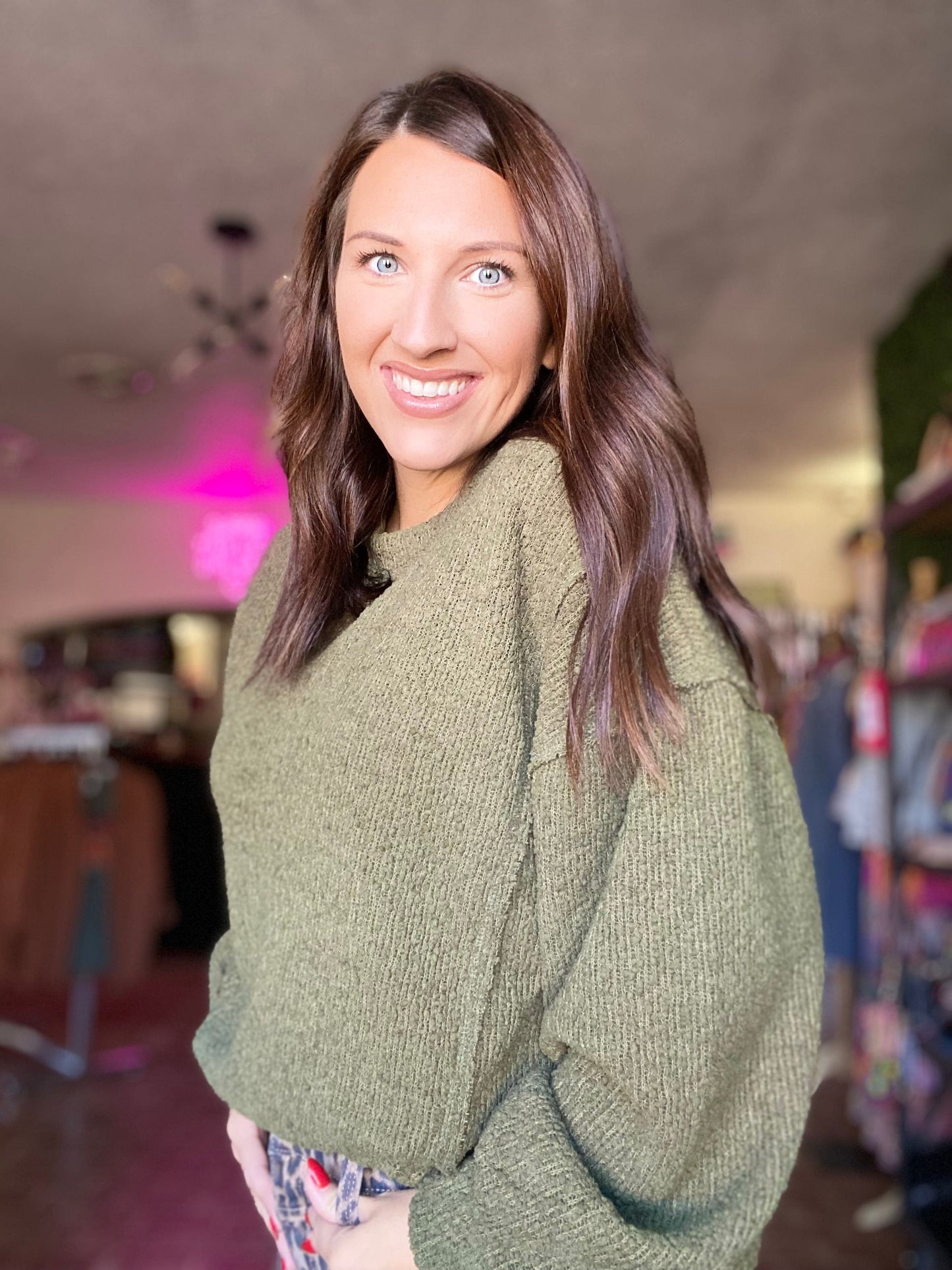 Shirts & Tops Tamra Textured Pullover- Olive