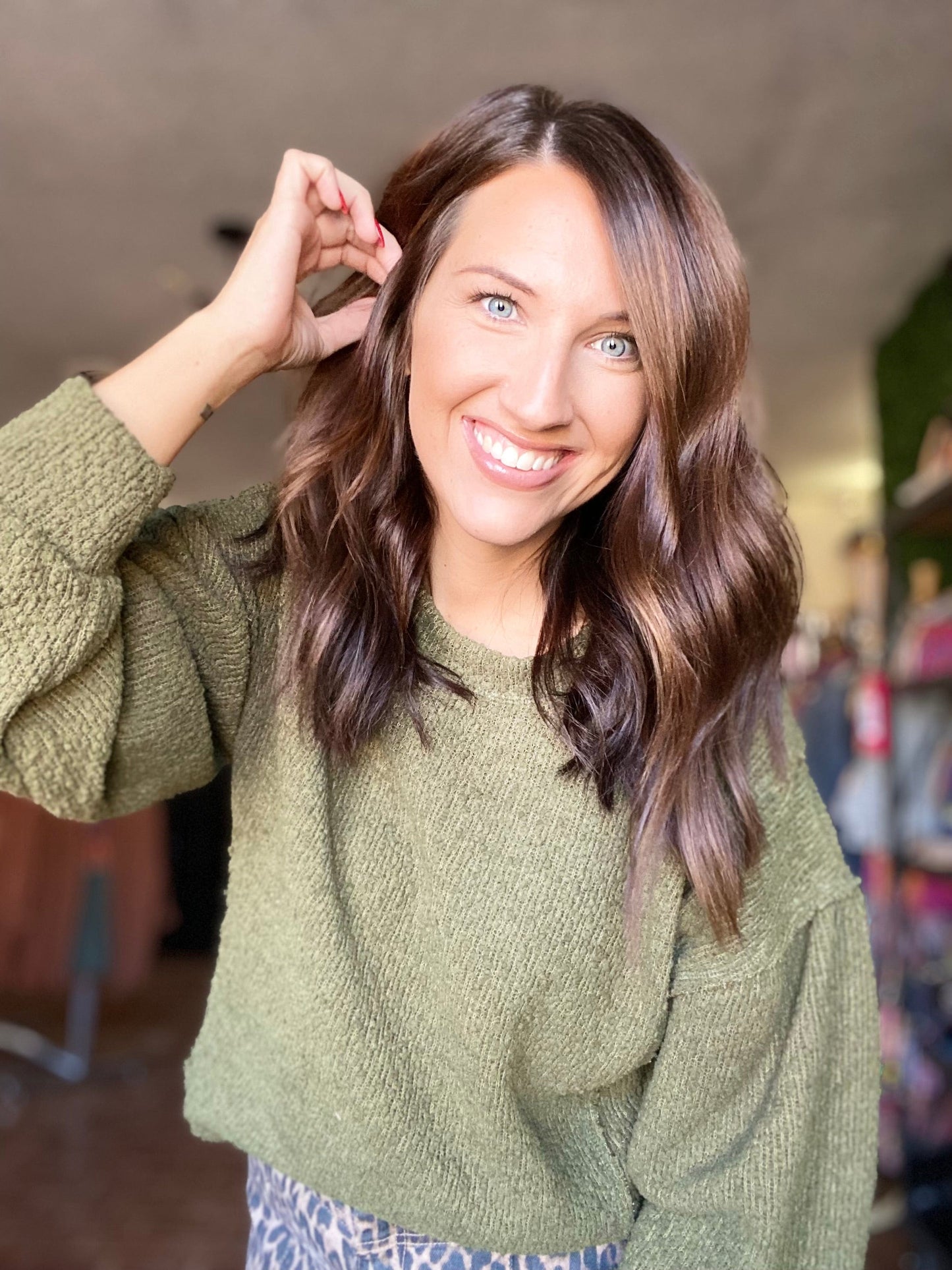 Shirts & Tops Tamra Textured Pullover- Olive