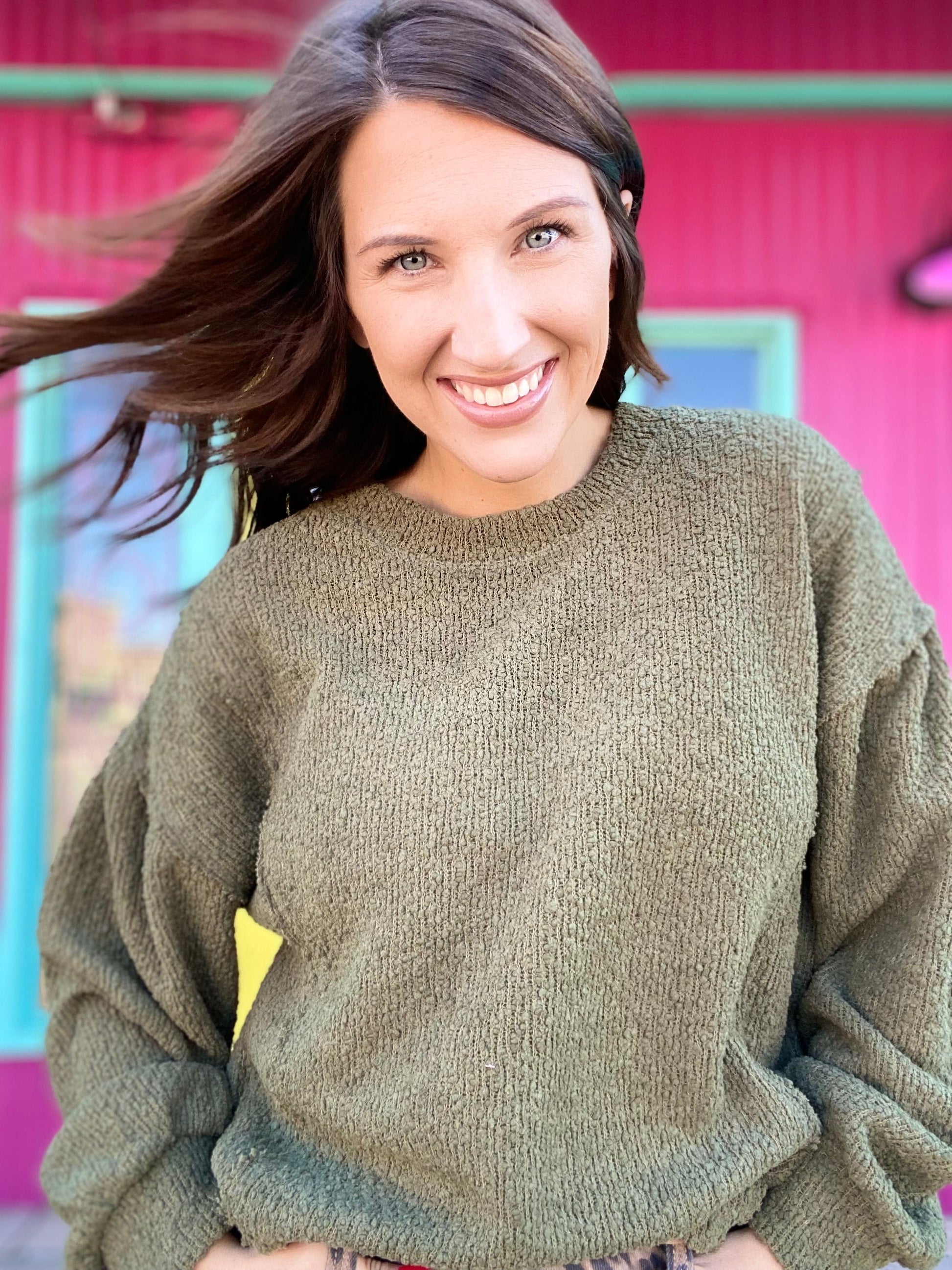 Shirts & Tops Tamra Textured Pullover- Olive