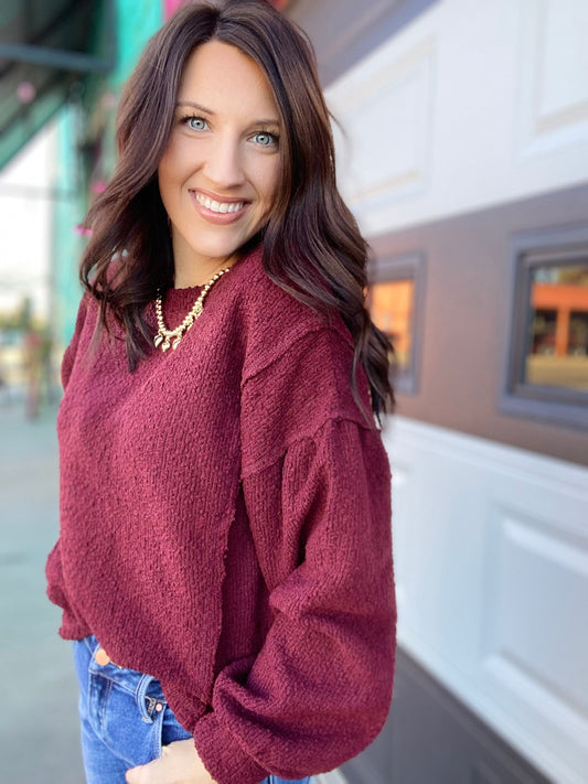 Shirts & Tops Tamra Textured Pullover- Wine