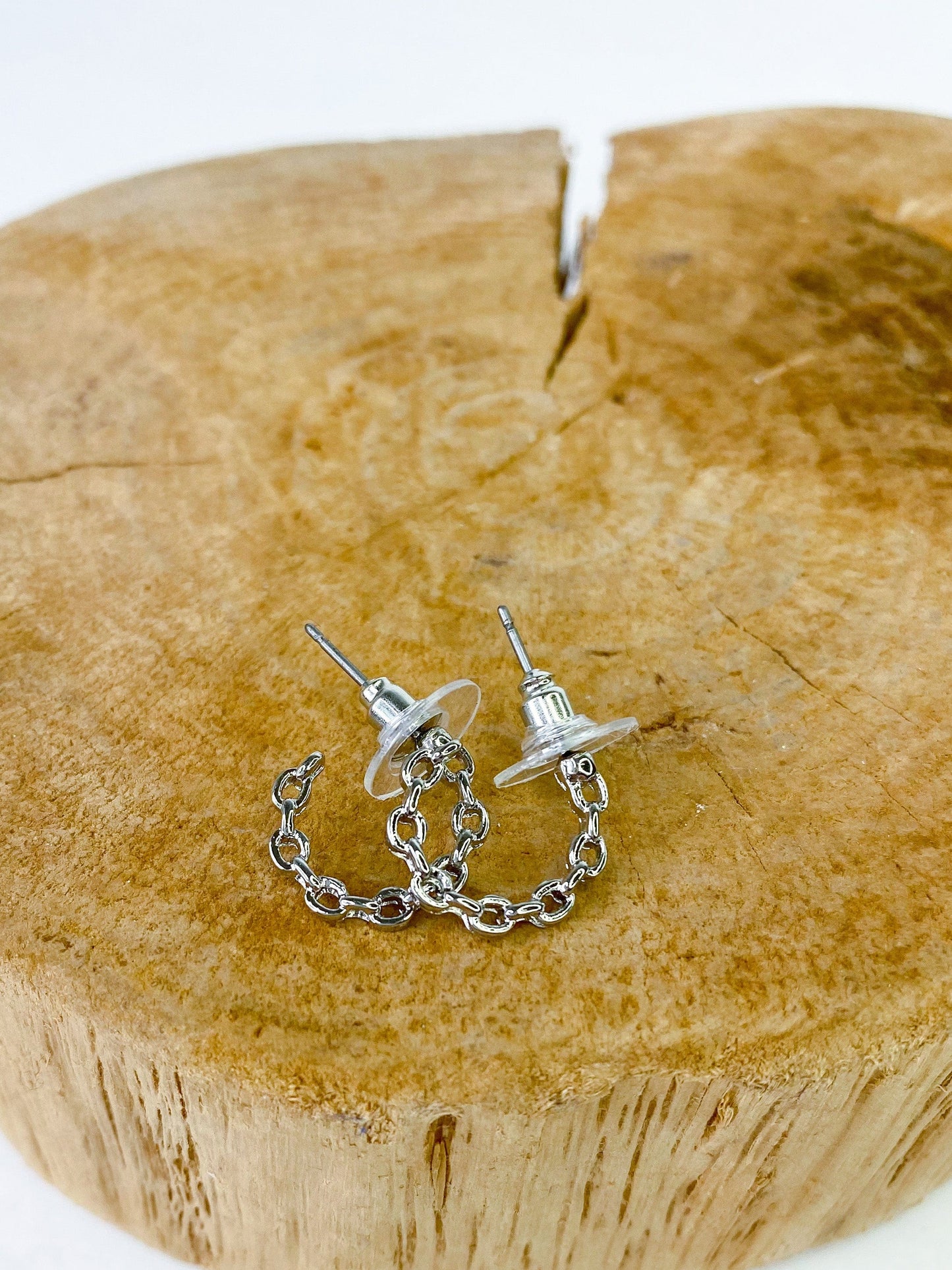 Earrings Tiny Chain Hoop