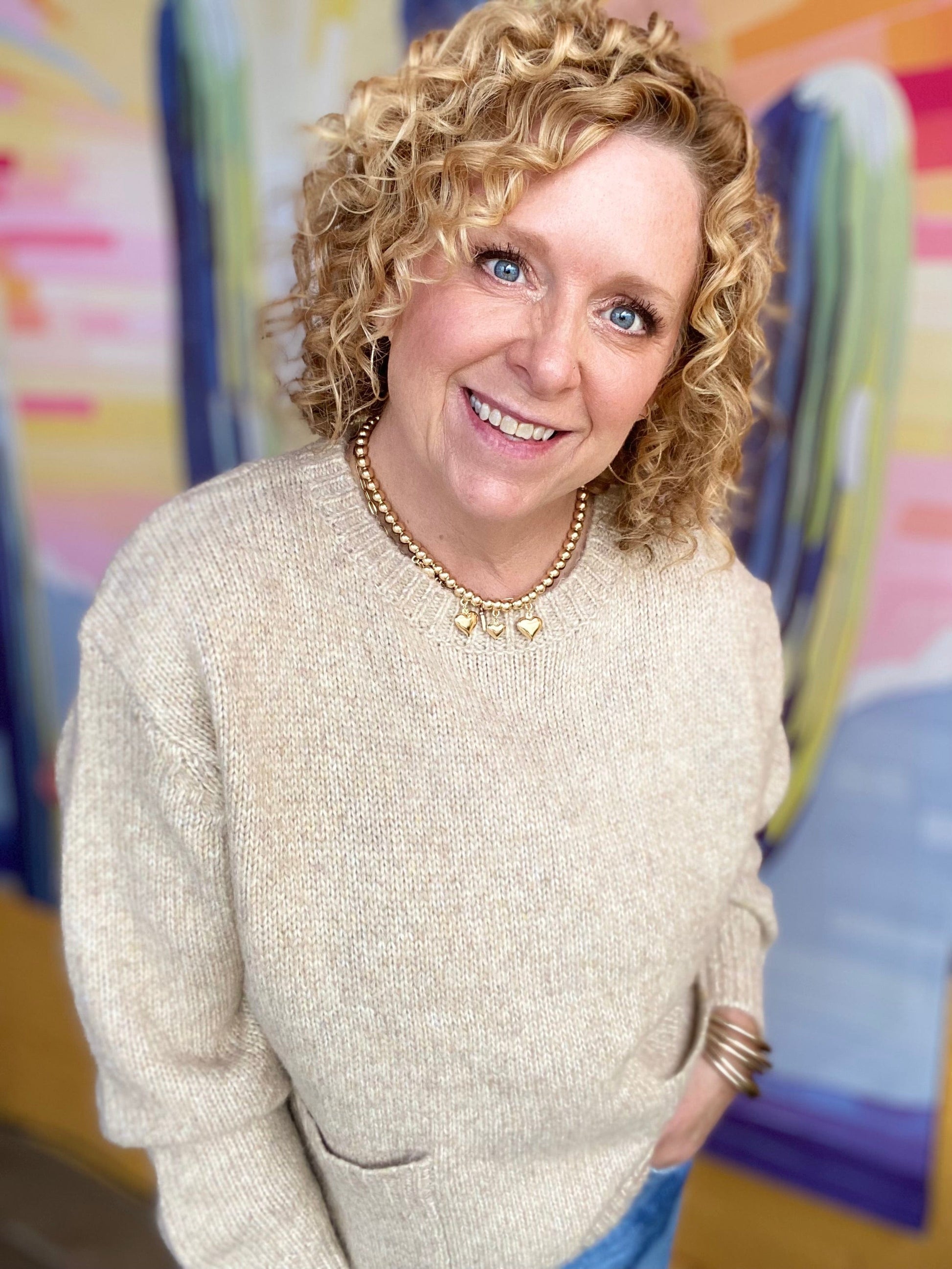 Tops Totally Neutral Patch Pocket Sweater