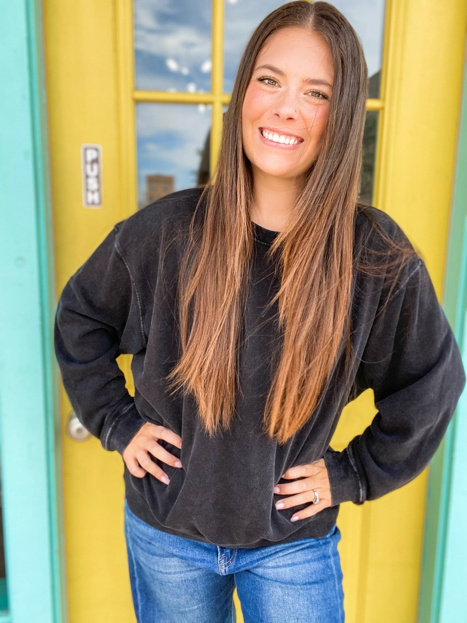 Shirts & Tops Trina Pullover Basic Sweatshirt-Black