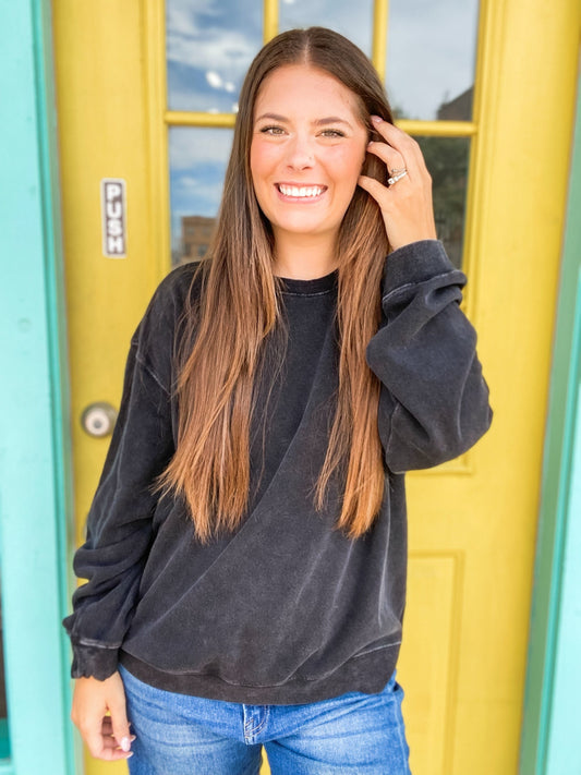Shirts & Tops Trina Pullover Basic Sweatshirt-Black