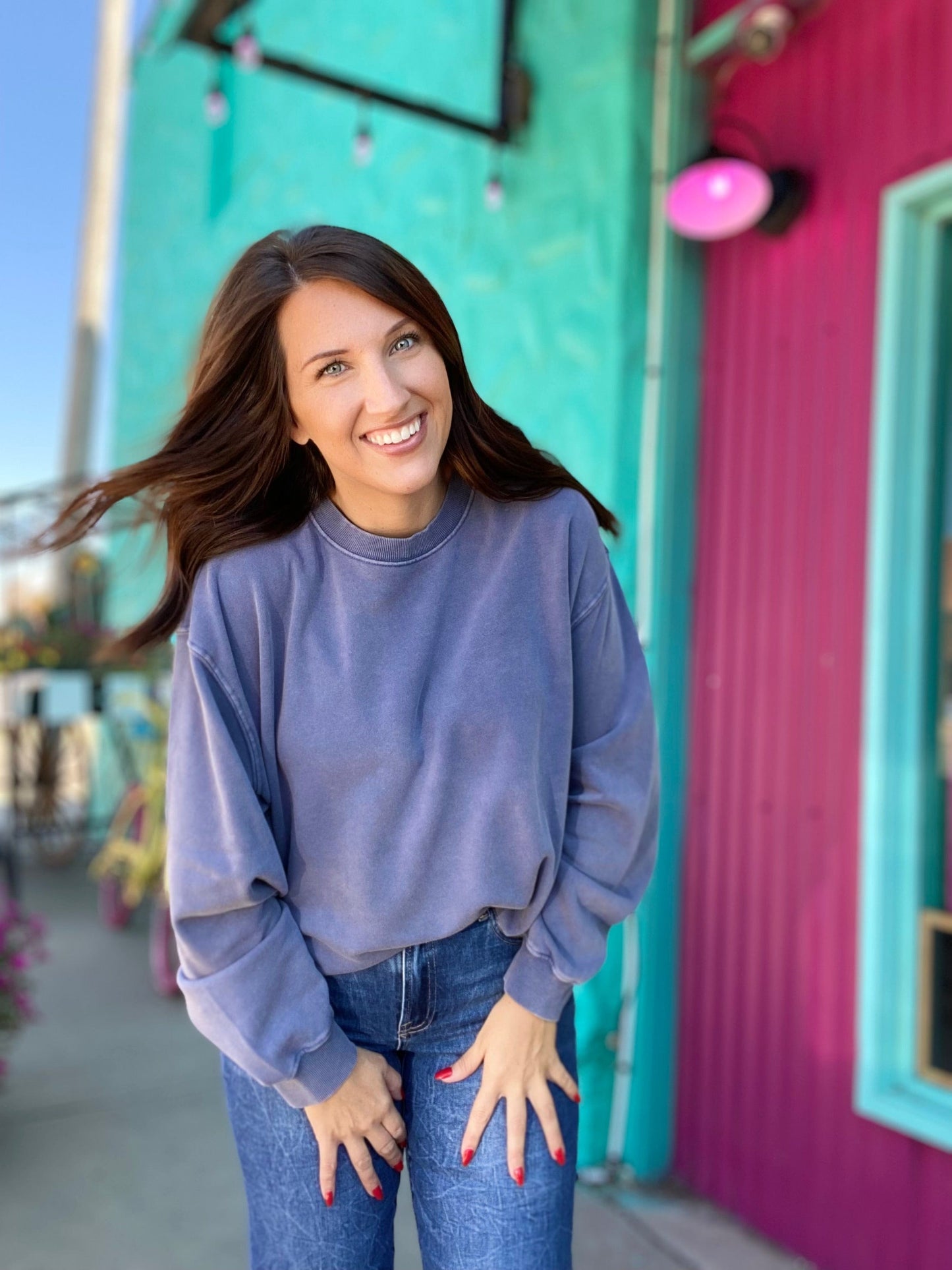 Shirts & Tops Trina Pullover Basic Sweatshirt-Blue