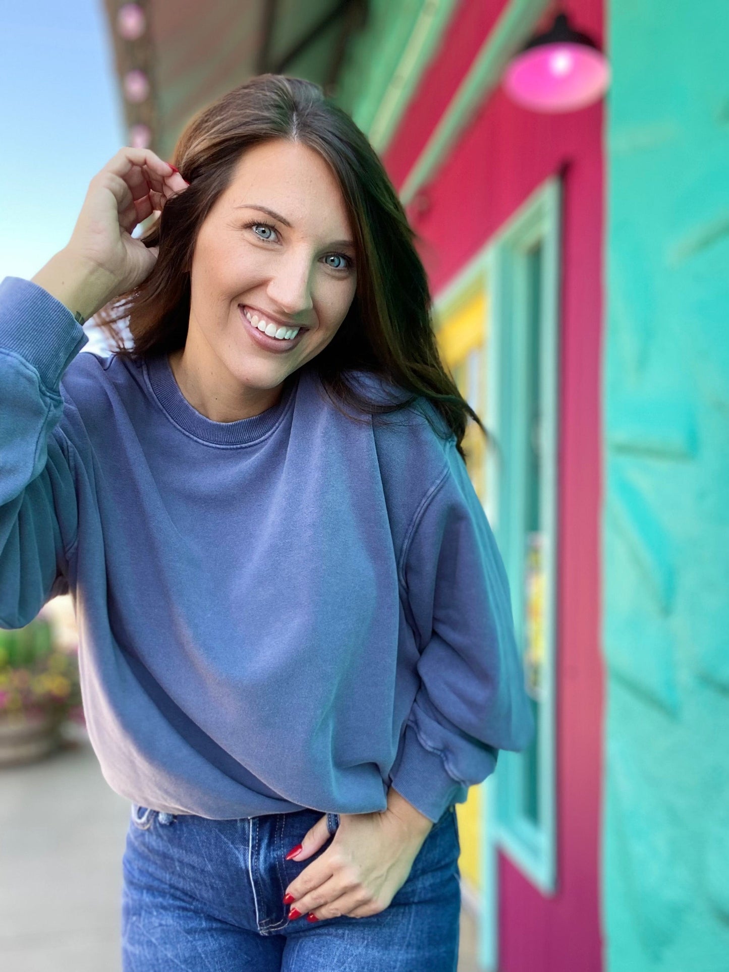 Shirts & Tops Trina Pullover Basic Sweatshirt-Blue