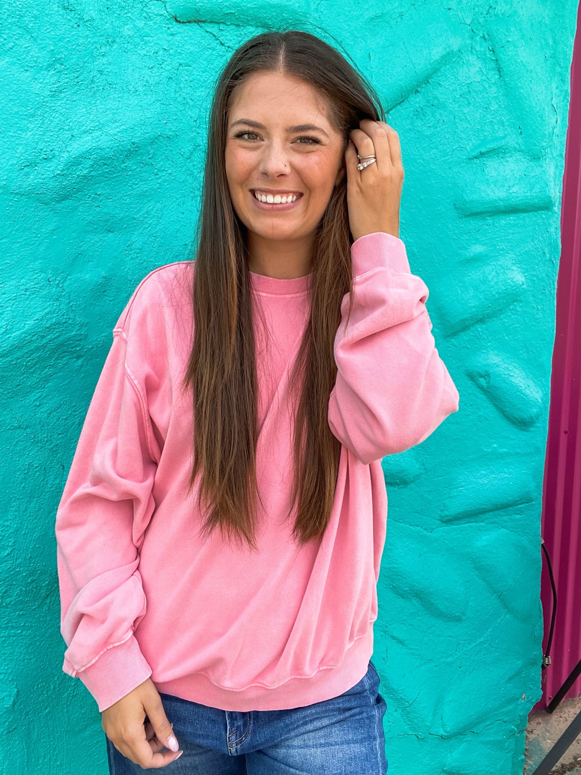 Shirts & Tops Trina Pullover Basic Sweatshirt-Bubblegum