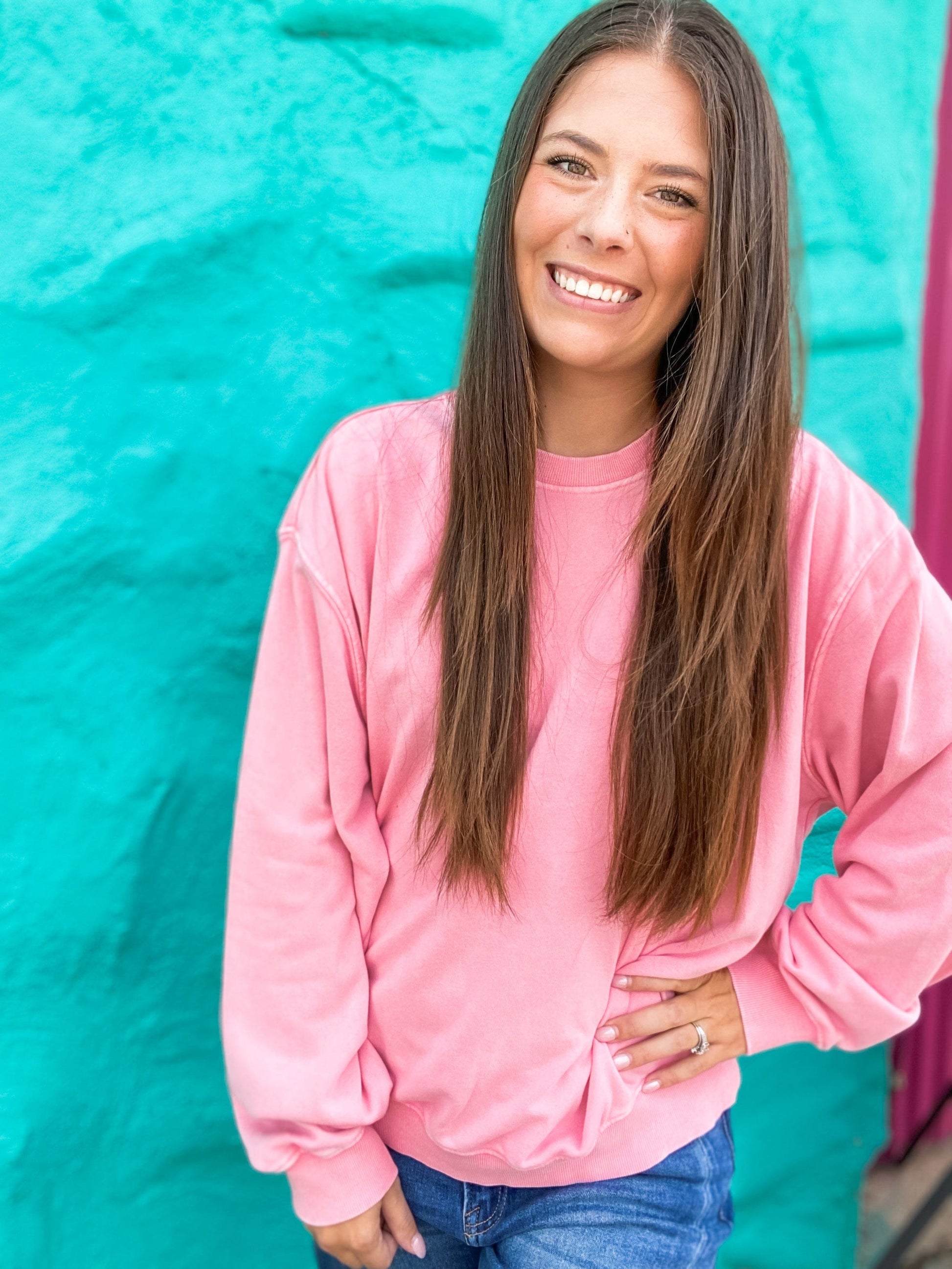 Shirts & Tops Trina Pullover Basic Sweatshirt-Bubblegum