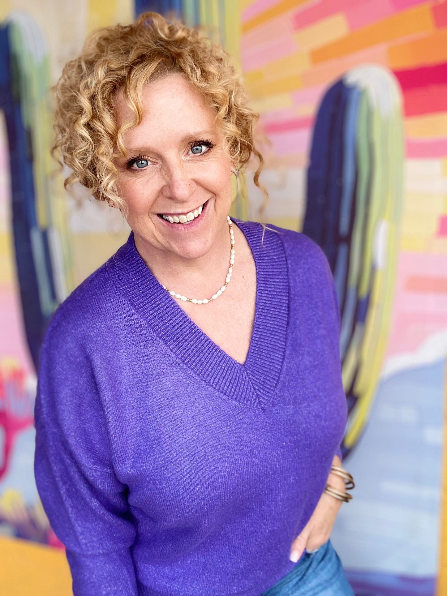 Shirts & Tops Vneck Cozy Sweater- Purple