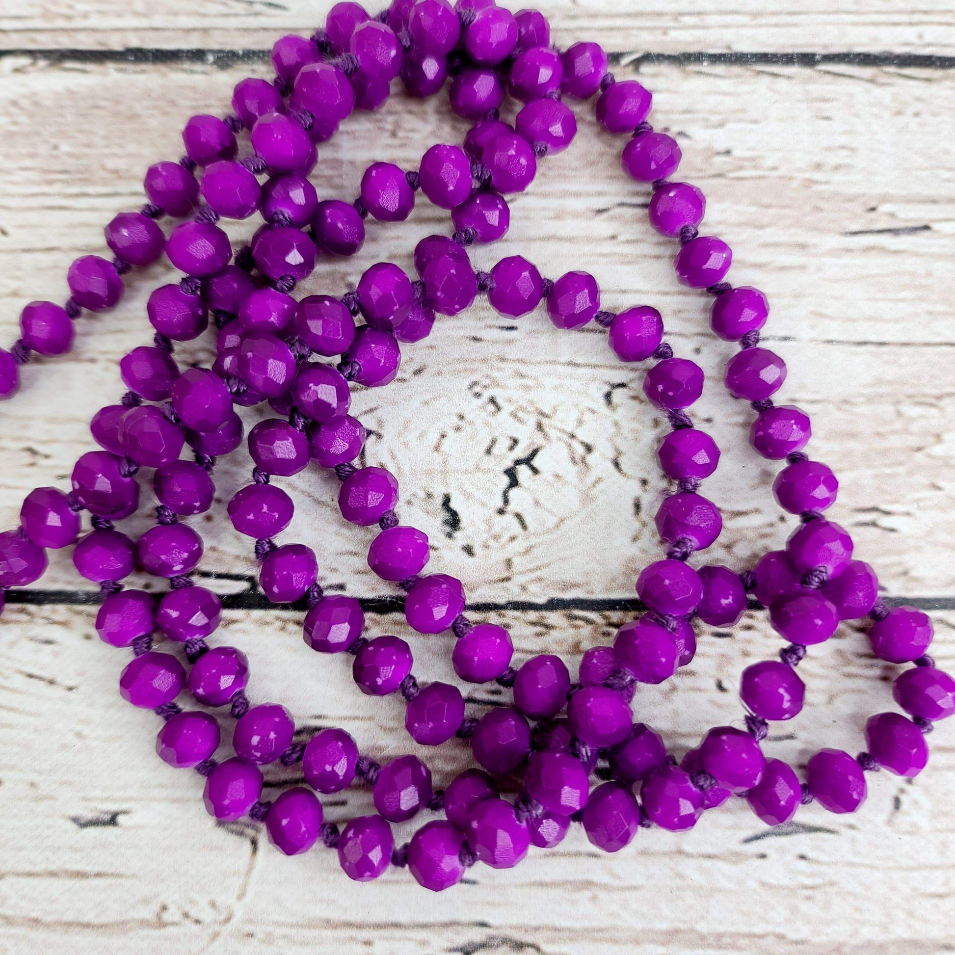 Necklaces Glass Bead Necklaces Bright Purple