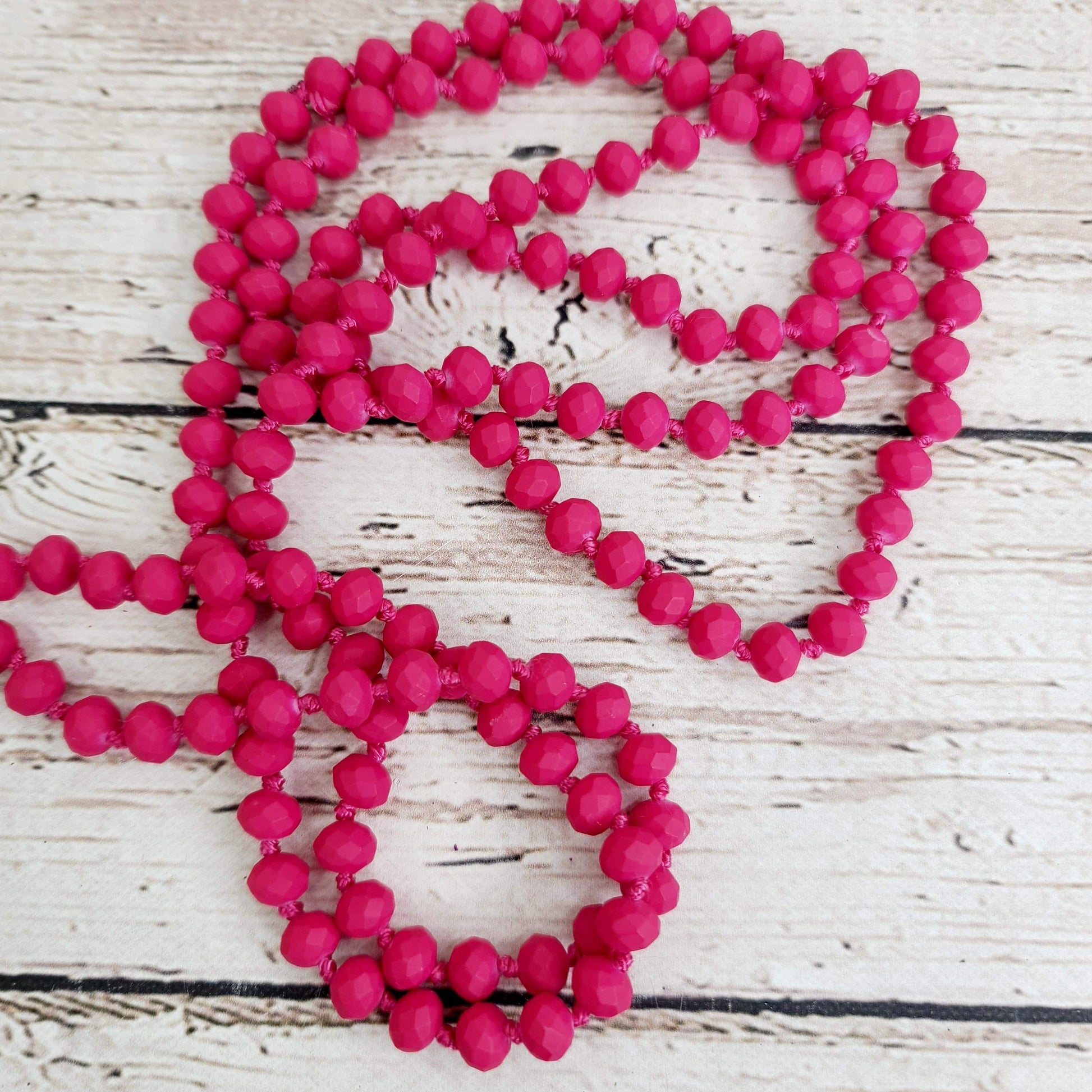 Necklaces Glass Bead Necklaces Matte Hot Pink