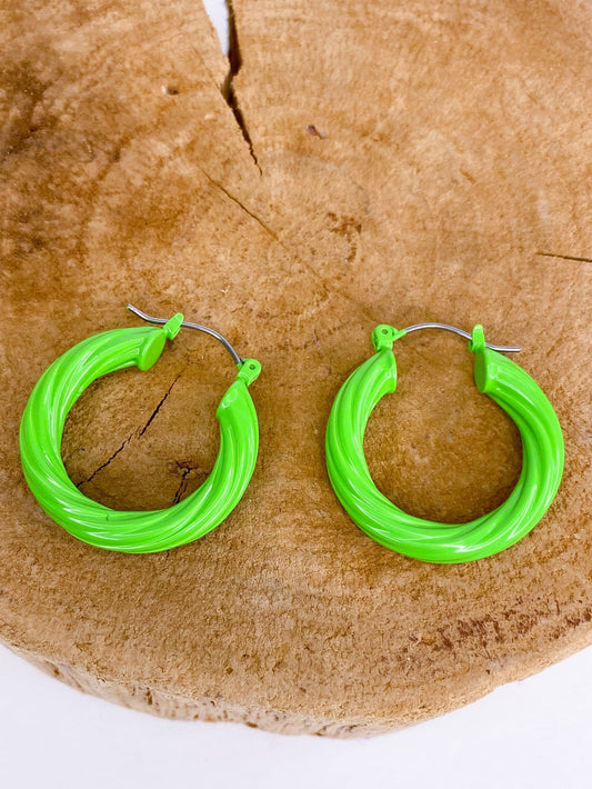 Earrings Neon Green  Hoop