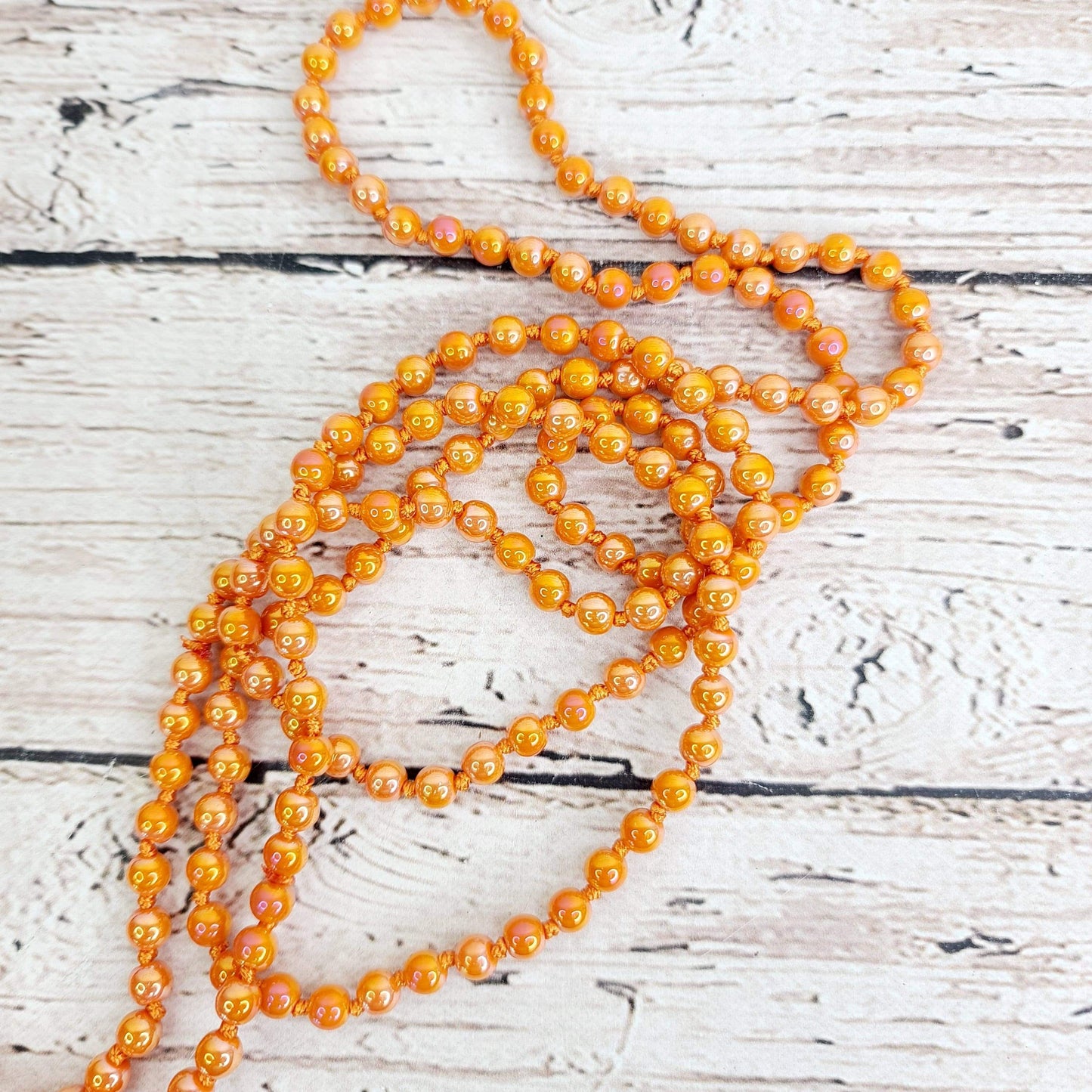 Necklaces Glass Bead Necklaces Round Orange