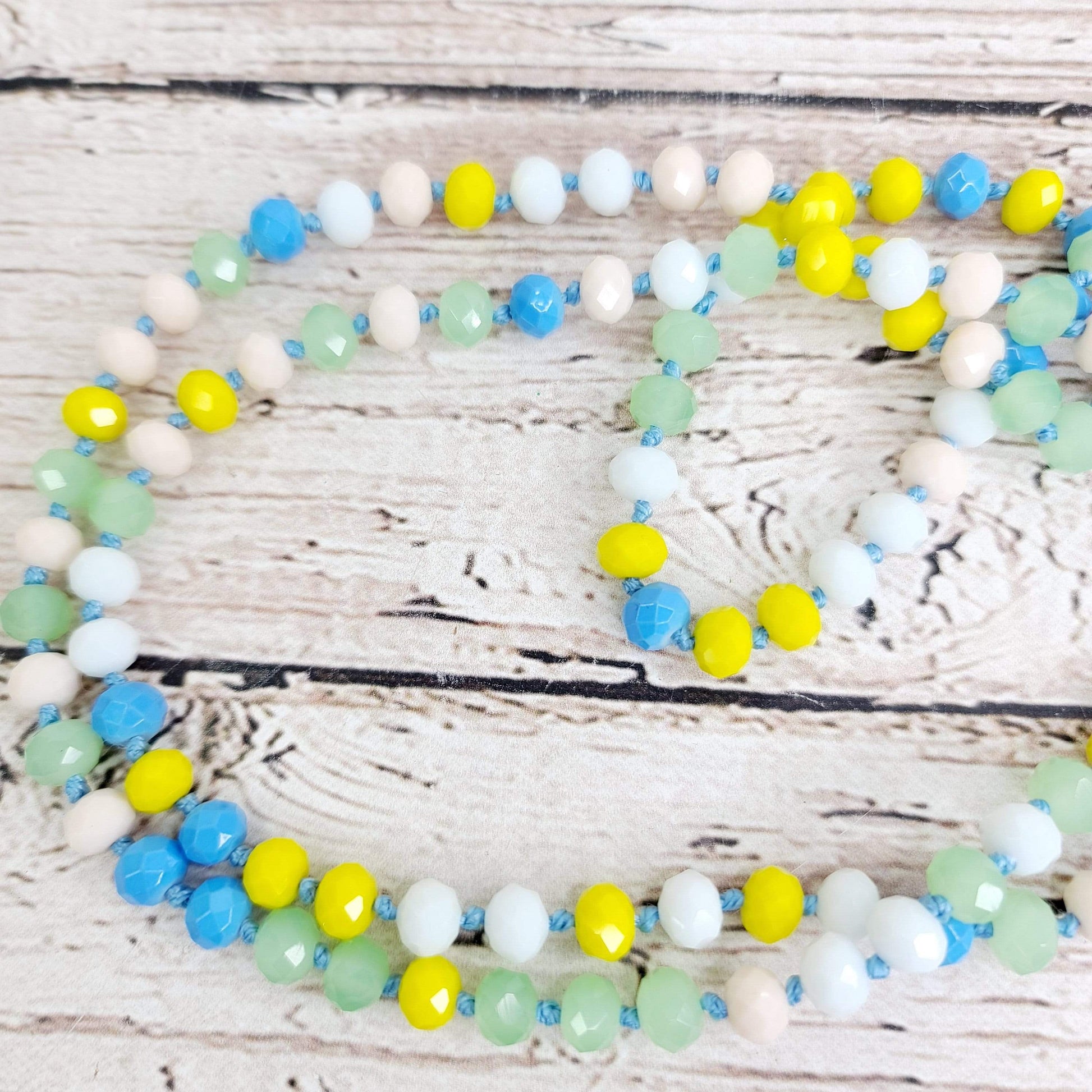 Necklaces Glass Bead Necklaces Yellow/Blue Multi